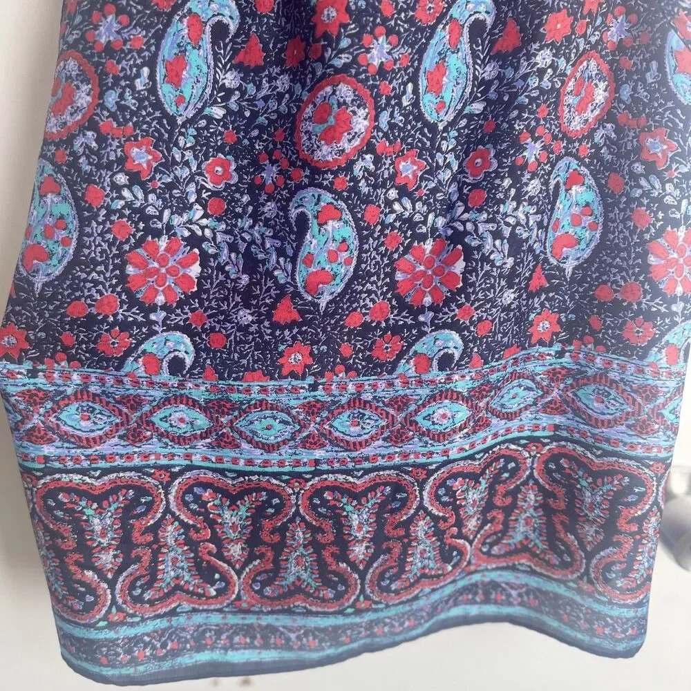 NEW Y2K American Eagle Paisley Midi Dress L Boho Fairy sun dress Pockets ruffle - Picture 12 of 16